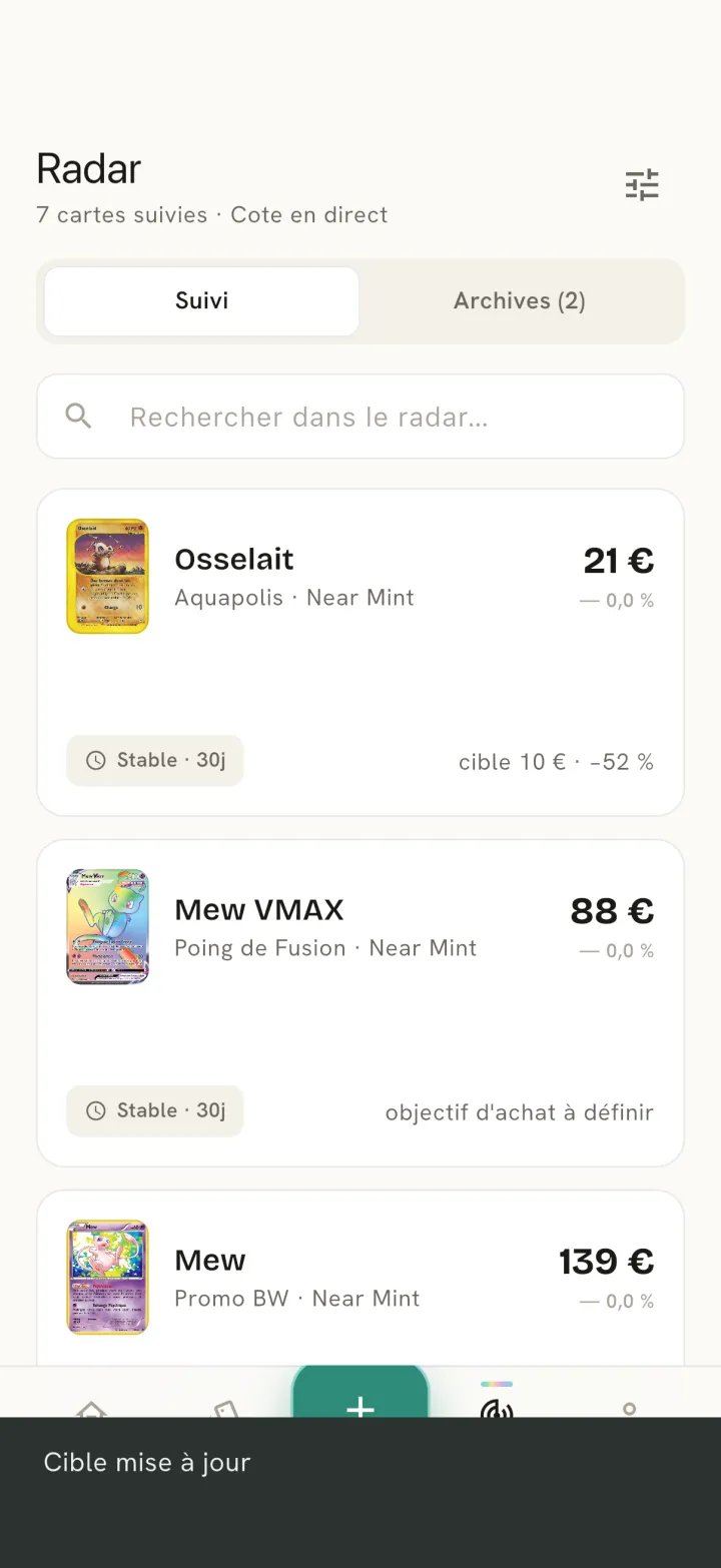 Radar et alertes bonnes affaires dans mintList